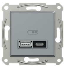 USB розетка тип А+С, сталь, EPH2700362 Schneider Electric Asfora