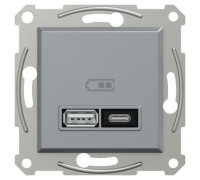 USB розетка тип А+С, 21 Вт, сталь, EPH2700562 Schneider Electric Asfora