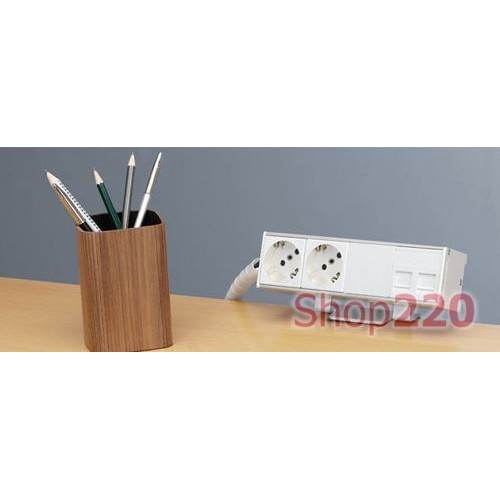 Розеточный блок на 2 (3) розетки К45, пустой, алюминий, Ofiblock COMPACT Simon KFC232/14