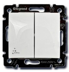 Механизм переключателя 2-клавишного IP44, белый, 770098 Legrand Valena