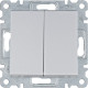Выключатель двухклавишный, серебристый, Lumina WL0042 Hager