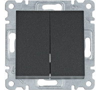 Выключатель двухклавишный, черный, Lumina WL0043 Hager