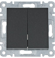 Выключатель двухклавишный, черный, Lumina WL0043 Hager