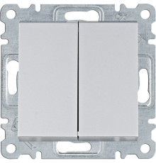 Выключатель проходной двухклавишный, серебристый, Lumina WL0052 Hager