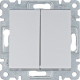 Выключатель проходной двухклавишный, серебристый, Lumina WL0052 Hager