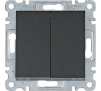 Выключатель двухклавишный проходной, черный, Lumina WL0053 Hager