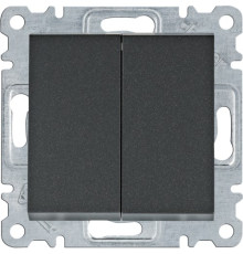 Выключатель двухклавишный проходной, черный, Lumina WL0053 Hager