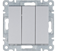 Выключатель трехклавишный, серебристый, Lumina WL0072 Hager
