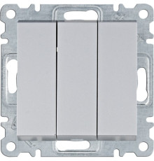 Выключатель трехклавишный, серебристый, Lumina WL0072 Hager