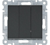 Выключатель трехклавишный, черный, Lumina WL0073 Hager
