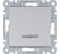 Выключатель одноклавишный с подсветкой, серебристый, Lumina WL0212 Hager