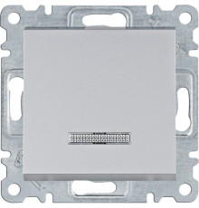 Выключатель одноклавишный с подсветкой, серебристый, Lumina WL0212 Hager