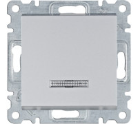 Выключатель проходной с подсветкой, серебристый, Lumina WL0222 Hager