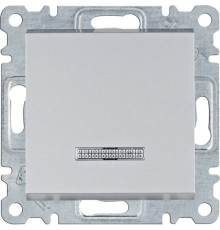 Выключатель проходной с подсветкой, серебристый, Lumina WL0222 Hager