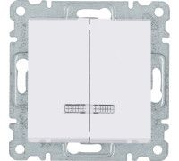 Выключатель двухклавишный с подсветкой, белый, Lumina-2 WL0240 Hager
