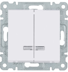 Выключатель двухклавишный с подсветкой, белый, Lumina-2 WL0240 Hager