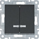 Выключатель с подсветкой двухклавишный, черный, Lumina WL0243 Hager