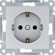 Розетка с заземлением, серебристый, Lumina WL1052 Hager