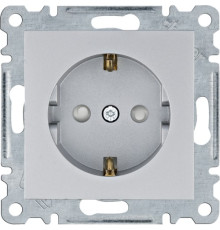 Розетка с заземлением и шторками, серебристый, Lumina WL1062 Hager