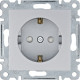 Розетка с заземлением и шторками, серебристый, Lumina WL1062 Hager