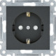 Розетка с заземлением и шторками, черный, Lumina WL1063 Hager