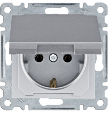 Розетка с заземлением и крышкой, серебристый, Lumina WL1152 Hager