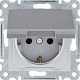 Розетка с заземлением и крышкой, серебристый, Lumina WL1152 Hager