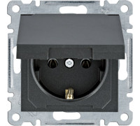 Розетка с заземлением и крышкой, черный, Lumina WL1153 Hager