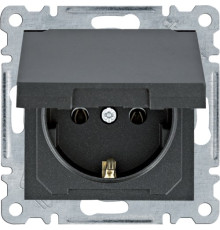 Розетка с заземлением и крышкой, черный, Lumina WL1153 Hager