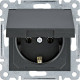 Розетка с заземлением и крышкой, черный, Lumina WL1153 Hager