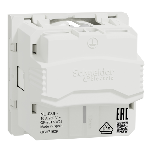 Розетка с заземлением, винтовые клеммы, белый, 2 модуля, Unica New Schneider NU303618