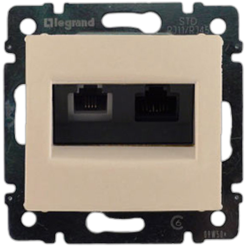 Механизм розетки компьютерной RJ 45 cat.6 UTP + телефонной RJ 11, слоновая кость, 774180 Legrand Valena