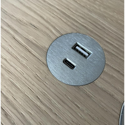 Розетка USB тип А+С в мебель, нержавеющая сталь, Versapick ASA ASA-060.29Z.00033