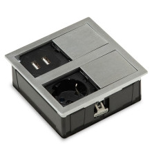 Врезная розетка в стол 220В + USB, нержавеющая сталь, Versahit ASA 060.15F.00009