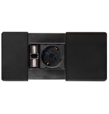 Розетка 220В с USB в столешницу, черный, Versapad ASA 060.08F.00002