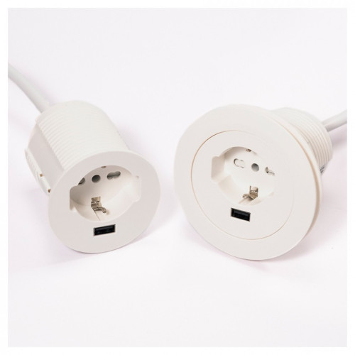 Врезная мебельная розетка 220В + USB, белый, Versatag ASA 060.36F.00002