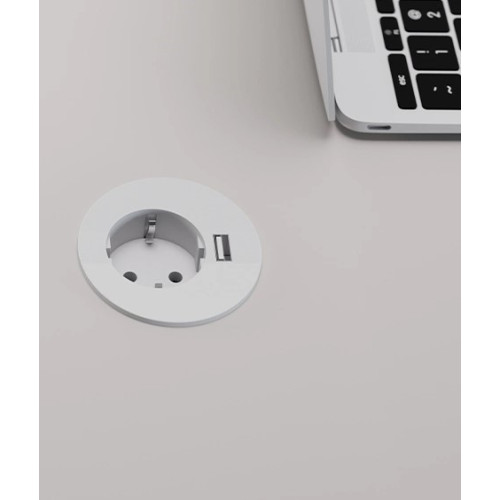 Врезная мебельная розетка 220В + USB, белый, Versatag ASA 060.36F.00002