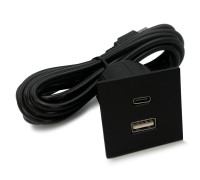 Розетка USB тип А+С в стол и мебель, черный, Versapick ASA 060.29Z.00045