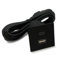 Розетка USB тип А+С в стол и мебель, черный, Versapick ASA 060.29Z.00045