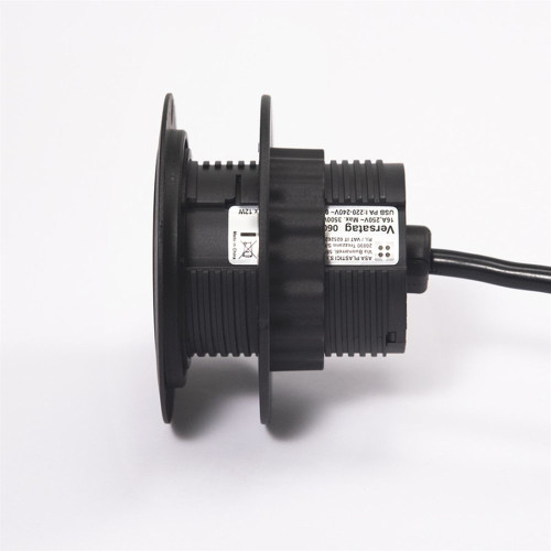 Врезная мебельная розетка 220В + USB, черный, Versatag ASA 060.36F.00001