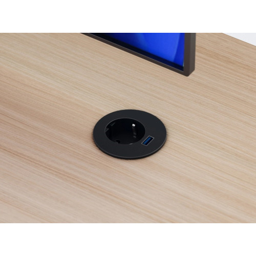 Врезная мебельная розетка 220В + USB, черный, Versatag ASA 060.36F.00001