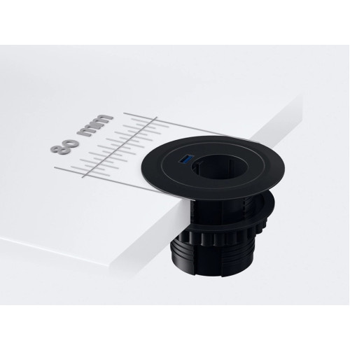 Врезная мебельная розетка 220В + USB, черный, Versatag ASA 060.36F.00001