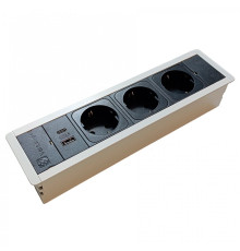 Врезной блок розеток 3х220В + USB тип С, белый, Versaframe ASA 060.40F.00008