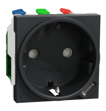 Розетка с USB тип С, 10,5 Вт, антрацит, 2 модуля, Unica New Schneider NU301754