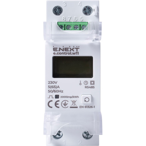 Счетчик однофазный 5(65)А электронный класс 1,0 (некоммерц.) RS485, e.control.w11 Enext i0310042
