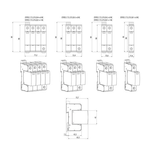 Ограничитель перенапряжения ETITEC C T2 275/20 (1+0) 1p, RC 2440394
