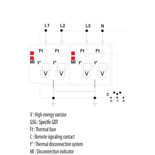 Ограничитель перенапряжения ETITEC V 2T2 255/20 (4+0) 2442943