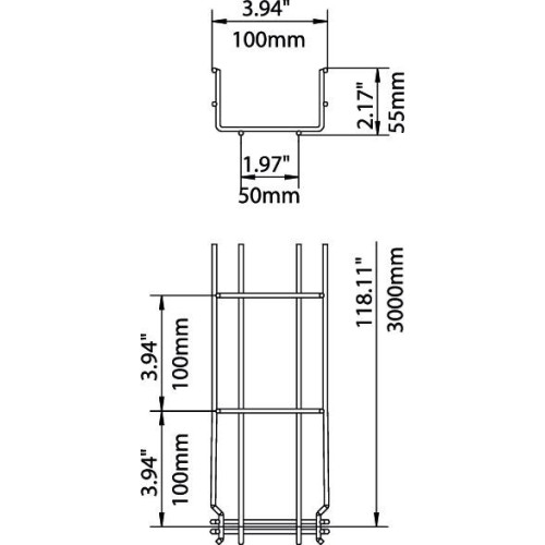 Лоток проволочный 55х100х3050 мм, GRM, FT (40-60 мкм) 6001416