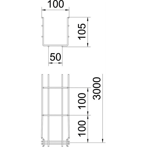 Лоток проволочный 105х100х3050 мм, GRM, G (2,5-10 мкм) 6002402