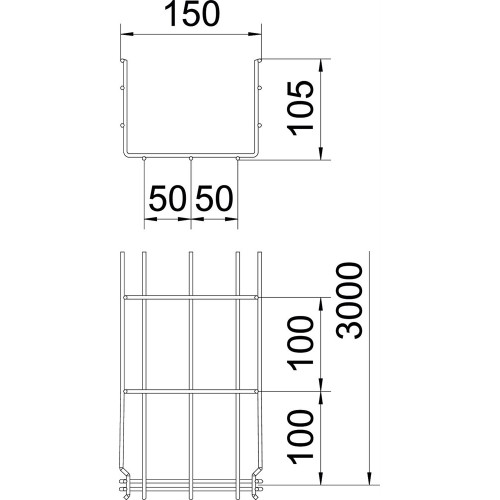 Лоток проволочный 105х150х3050 мм, GRM, FT (40-60 мкм) 6002433